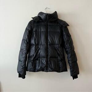 S13 NYC Black Faux Fur Trim Hooded Down Puffer Jacket